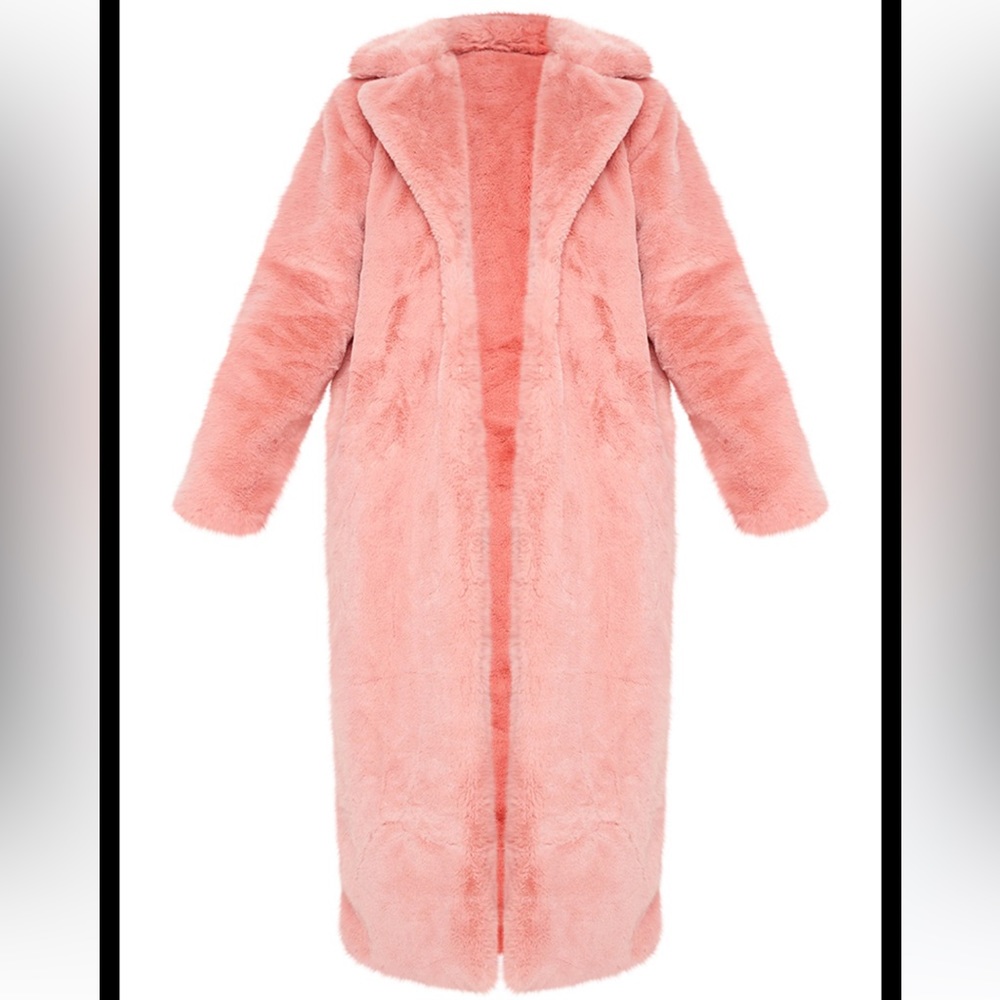 COPY - COPY - Pink Maxi Faux Fur Coat